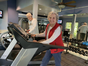 Seniors walking on a treadmill