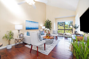 Living room with staged furniture