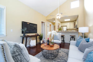 Living room with staged furniture