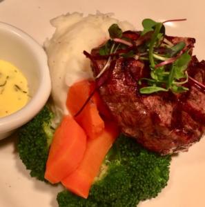 Food image, steak and vegetables at Newton's Restaurant at The Heritage Downtown
