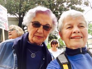 2 Heritage Downtown female residents on a walking tour into downtown Walnut Creek